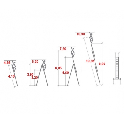 Drabina aluminiowa Krause Tribilo 3x14 szczebli wielofunkcyjna (wys. rob. 10,90m)